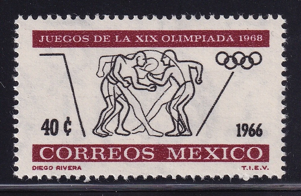 mae59 México 1966 XIX Juegos Olímpicos sc#975 MNH Diego Rivera lucha libre Foto 1 de 1