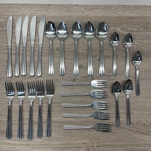 Hampton Silversmiths Stainless Flatware Set HSV25 Ribbed Serving for 5 - Picture 1 of 21