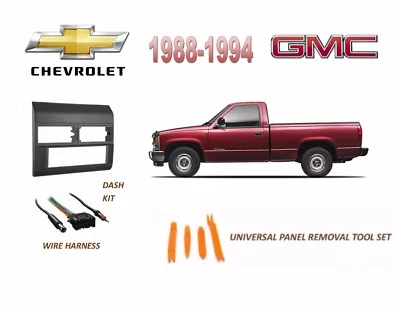 Fits 1988-1994 CHEVY, GMC FULL SIZE TRUCK STEREO INSTALL DASH KIT (GRAY) - Image 1 of 2