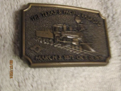 复古黄铜皮带扣德克萨斯和太平洋铁路 1871 年 10 月 15 1976 年 3 月 3 日 — 第 1/2 张图片