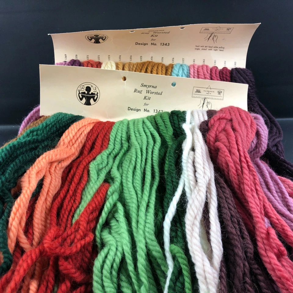 Vintage SMYRNA GARN Farbkartenteppich Kammgarn Set für Design Nr. 1343 Proben orig. - Bild 1 von 4