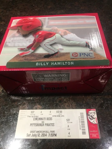 Billy Hamilton Bobblehead SGA Cincinnati REDS 7/12/14 (2014) plus GAME TICKET Cover