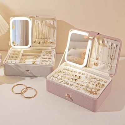 LED Compact Multi-Function 3-Color Adjustable Makeup Mirror & Jewelry Box-Zenga Foto 1 de 4