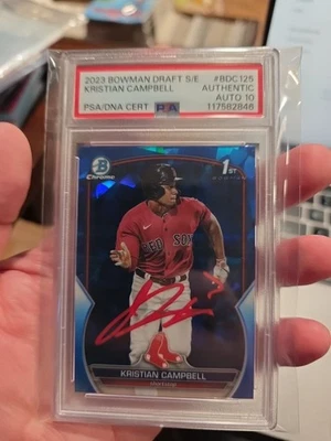 #BDC1242023 Bowman Chrome Draft Sapphire Kristian Campbell Auto PSA 10 - Image 1 of 2