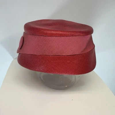 Sombrero De Colección París Francia Rojo Avant Garde Mentón Correa Paja Jane Charbonnier Foto 1 de 4