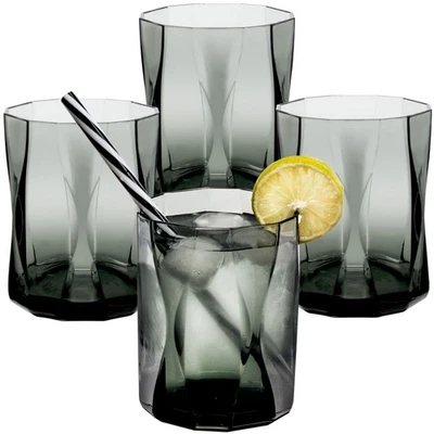 4x Camping Glas 300ml grau Wasserglas Gläser Set Acryl Party Trinkglas Weinglas - Bild 1 von 4