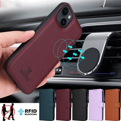 For iPhone 16e 15 14 13 Pro Max Case Magnet Leather Removable Flip Wallet Cover - Image 1 of 4