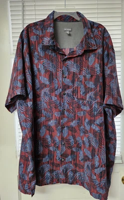 Camisa informal Van Heusen para hombre 3XL azul rojo manga corta abotonada poliéster Foto 1 de 4