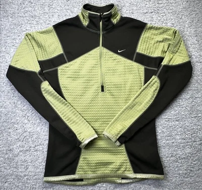 Nike Fit-Therma 1/2 Cremallera Pull Over Top Mediano Agujeros para el Pulgar Verde Marrón Usado en Excelente Condición Foto 1 de 4