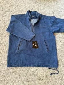 LEE VALLEY IRELAND Denim Chore Pullover Shirt 1/2 Zip Vintage Mens large - Picture 1 of 6