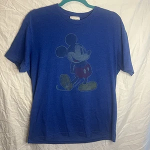 Disney Parks Mens T Shirt Large Mickie Mouse Logo Cotton Heather Blue - Picture 1 of 5