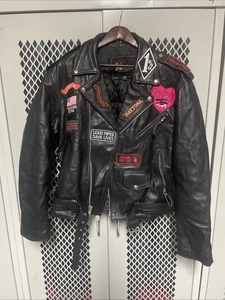Xelement Leather Motorcycle Jacket 2XL Custom Patched Biker Black - Bild 1 von 13