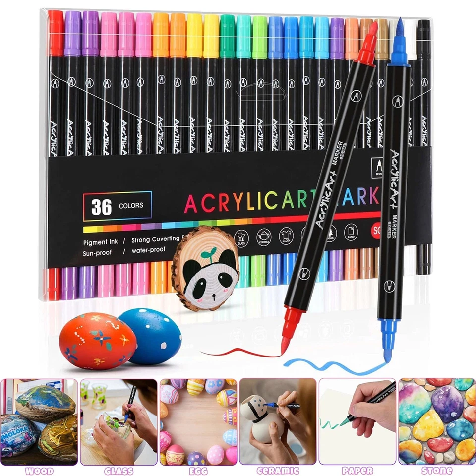 Acrylstifte 36 Farben für Steine Bemalen Permanent Wasserfest Metallic Marker - Bild 1 von 4