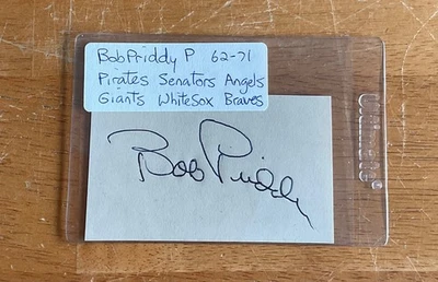 Bob Priddy Pirates Senators Angels Braves Signed Autograph Album Page Cut Sig - Image 1 of 2