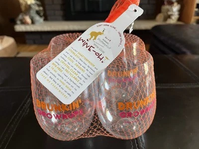 Set of 4 Stemless Wine Glasses Acrylic Shatterproof 16 Ounce Wine-Oh New In Bag - Image 1 of 4