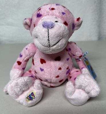 Webkinz Ganz Love Monkey Plush 10" Pink Purple Red Hearts Stuffed Animal New W - Image 1 of 3