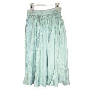 100% Silk Vintage Pastel Mint Green Skirt Midi Tea Length Luxury 70s 80s Chic 28 - Picture 1 of 8
