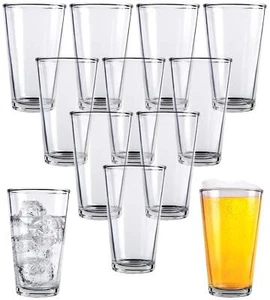 Pint Beer Glasses Set Of 12 “ 16 Oz Tall Clear Drinking Glasses And All Purpose - Picture 1 of 6