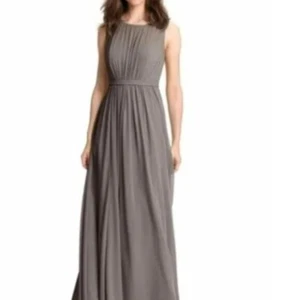 Jenny Yoo Charcoal Gray Vivienne Pleated Chiffon Floor Length Gown Size 6 - Picture 1 of 11