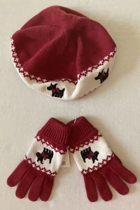 NWT Gymboree Holiday Friend Sz 5-7 Red Scottie Dog Gloves & Beret Hat - Picture 1 of 2