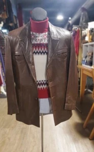 Vtg 1970s Angel Skin Brown Cabretta Leather Jacket - Picture 1 of 18