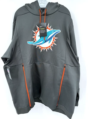 MIAMI DOLPHINS TEAM 发售 灰色 Nike DRI FIT HOODIE BIG Middle 标志 2XL — 第 1/3 张图片
