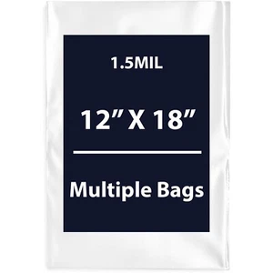 Bolsas planas de polietileno transparentes de 1,5 mil 12" X 18" | LDPE, flexibles y duraderas | bolsas múltiples - Imagen 1 de 15