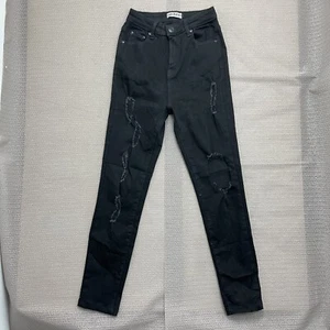 Wakee Jeans Womens 7 Black Skinny Denim Stretch Jeans 798 - Picture 1 of 9