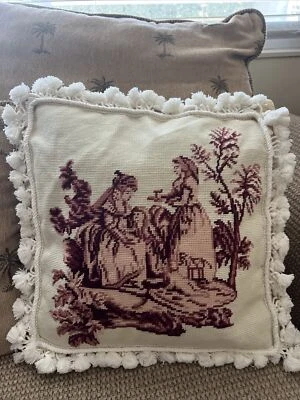 Needlepoint pillow Aubusson 18x18 - Image 1 of 4