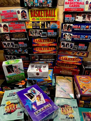 ЛОТ СТАРЫХ винтажных НОВЫХ НЕРАСПЕЧАТАННЫХ БАСКЕТБОЛЬНЫХ КАРТОЧЕК ПАКЕТЫ бонусная карточка Майкла Джордана - Изображение 1 из 4