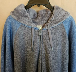 FADED GLORY MENS HEAVY HOODIE FLEESE LINED BLUE AND GREY SIZE 3XL (54-56) # 4512 - Picture 1 of 10