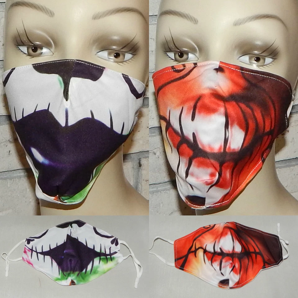 LOT OF 2 SKULL DAY OF THE DEAD WASHABLE COTTON ADJUSTABLE FACE MASK INDIANA - Image 1 of 1