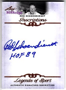 2012 LEAF INSCRIPTIONS AUTO: RED SCHOENDIENST "HOF 89" AUTOGRAPH CARDINALS