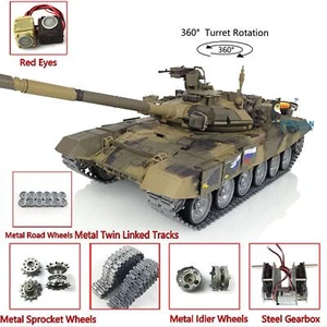 Henglong 7.0 1/16 Russian T90 RTR IR RC Tank Metal Wheels Red Eyes BB Shooting - Picture 1 of 12