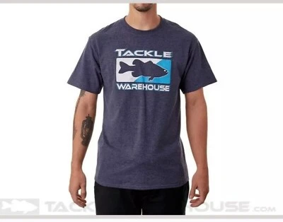 请阅读尺寸是 L/XL Tackle Warehouse 低键短袖衬衫灰色/蓝色 — 第 1/4 张图片