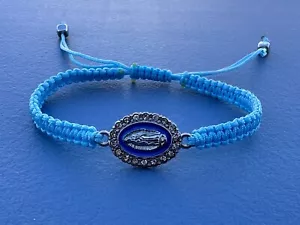 Bracciale Vergine di Guadalupa colore blu con strass intorno - Foto 1 di 7