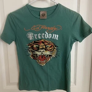 Ed Hardy Shirt Boys Size 12 Logo Graphic Tiger Freedom Spider Kids Youth - Picture 1 of 7