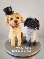 Personalised Wedding Cake Topper pet animal Unique handmade clay keepsake 
