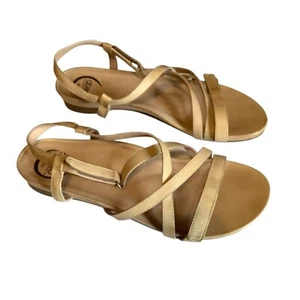 Abeo Beige Leather Strappy Sandals Women Sz 10 B.I.O. System Comfort Strappy - Picture 1 of 5