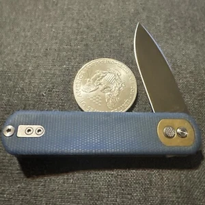Vosteed Corgi - Blue Handle - Satin blade 14C28N Very Nice EDC Flipper - Picture 1 of 13