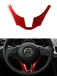Steering Wheel Panel Trim Interior Carbon Fiber For MAZDA 3 Axela 2014-2016 Red - Picture 1 of 11