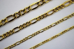 Collar de cadena de eslabón Figaro oro amarillo 10k 2mm-5.5mm 16"" - 30"" hueco - Imagen 1 de 13