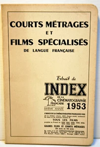   INDEX de la CINEMATOGRAPHIE Française - Additif à l'index 1953  - TBE - RARE   - Imagen 1 de 2