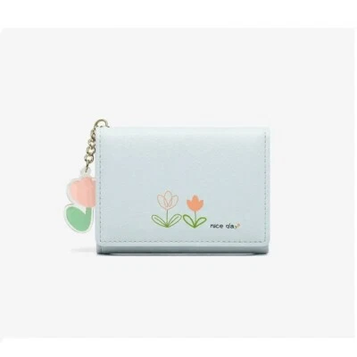 Cartera corta triple pliegue con estampado floral porta tarjetas con ranura para tarjetas para mujeres monedero Foto 1 de 3