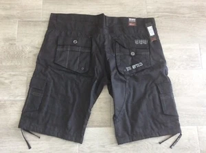 MENS ENZO BLACK COATED DENIM SHORTS BUTTON UP GREAT DETAIL SIZE W30 - Picture 1 of 1