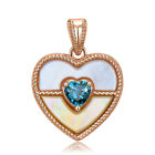 Real Solid 925 Sterling Silve Pendant Natural London Blue Topaz Heart Jewelry