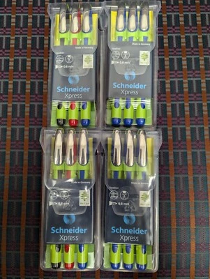 Schneider Xpress Premium fineliner pens 0.8 lot of 4-3packs, 12 pens