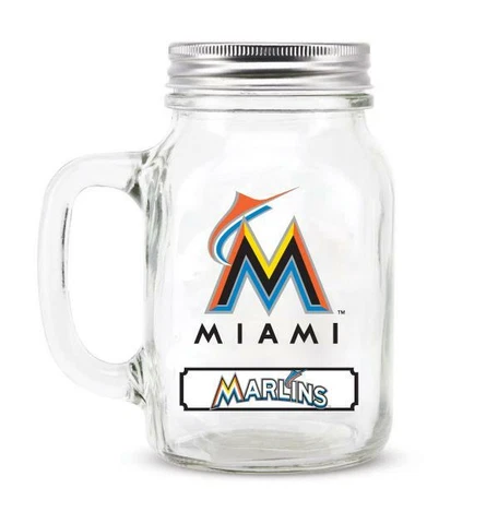 FLORIDA MARLINS, HANDLED MASON JAR WITH SCREW ON LID FROM DUCKHOUSE SPORTS Cover