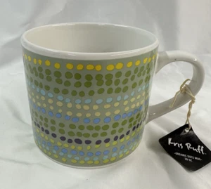 Kris Ruff BLUE HARBOR Mug 20oz Oversized Organic Dots Green Stoneware 32670 - Picture 1 of 6