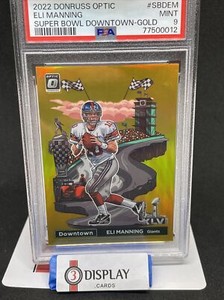 2022 Donruss Optic Gold Prizm SBD-EM Downtown  Eli Manning 7/10 PSA 9